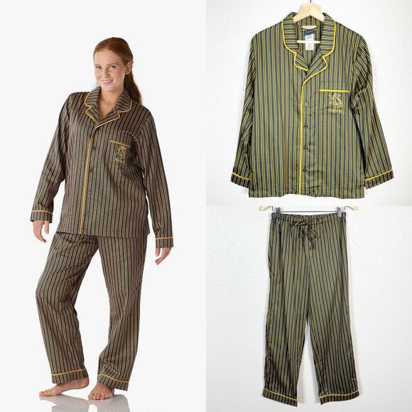 Harry Potter x Potterybarn Hufflepuff House Sateen Long Sleeve Pant Pajama Set M - Picture 1 of 16